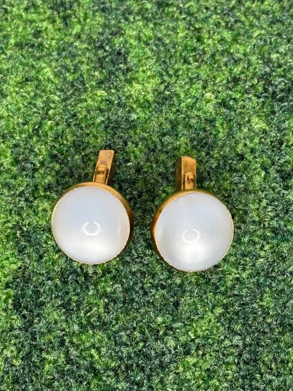 VINTAGE SWANK Light Blue CUFFLINKS Gold Tone
